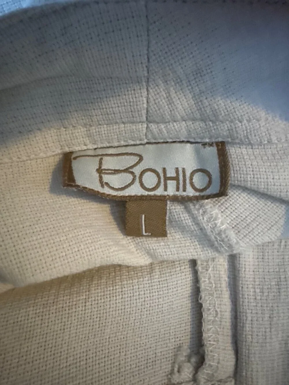 Bohio Mens Off-White Lightweight Cotton Pants - Size L
